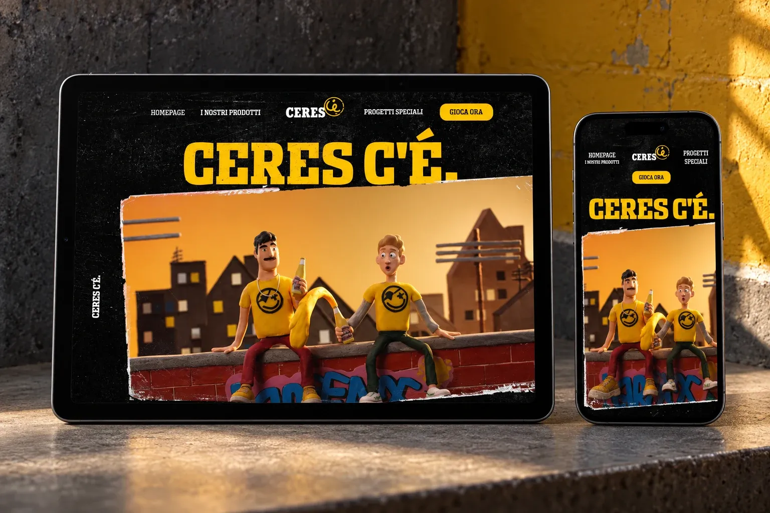 Ceres website home page on an iPad and an iPhone
