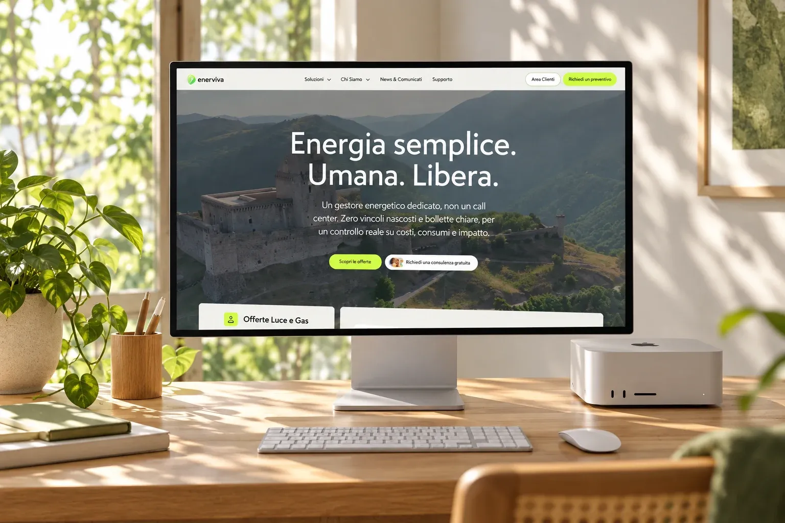 Enerviva website home page on a Pro Display XDR connected to a Mac