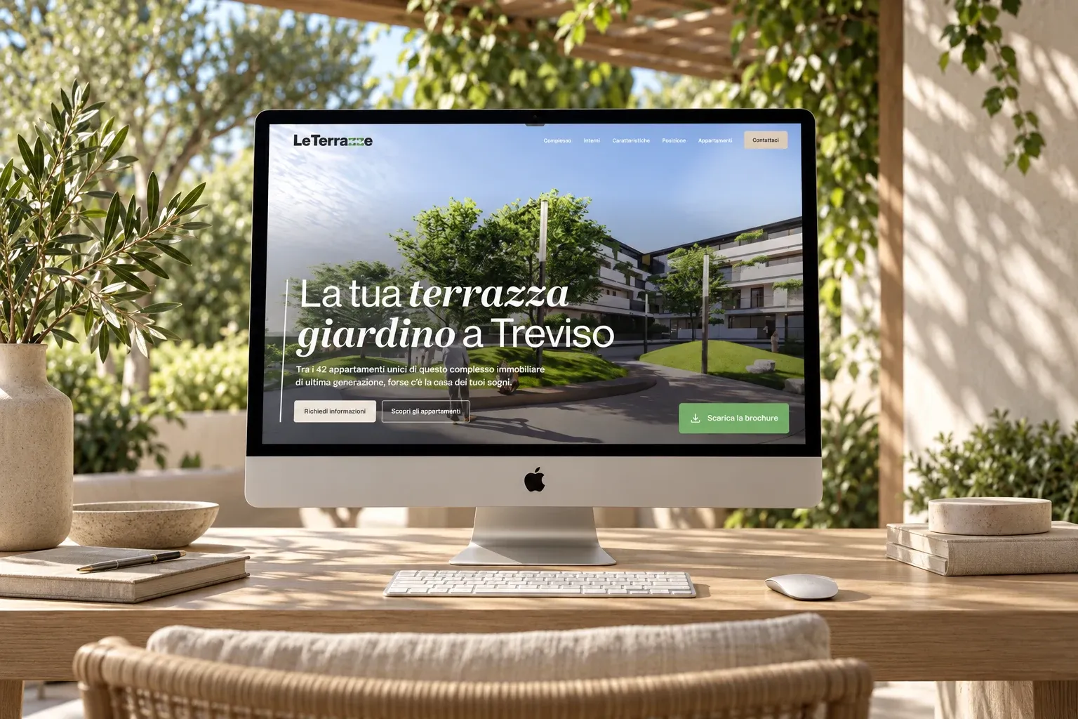 Le Terrazze website home page on an iMac