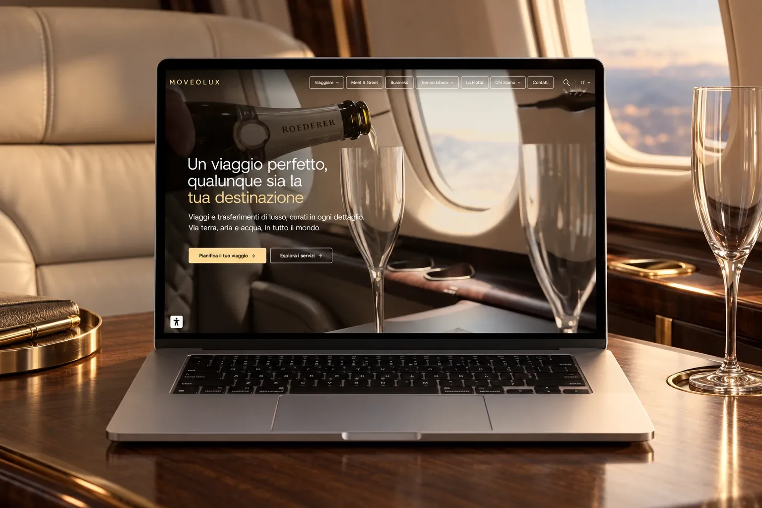Moveolux website home page on a MacBook Pro
