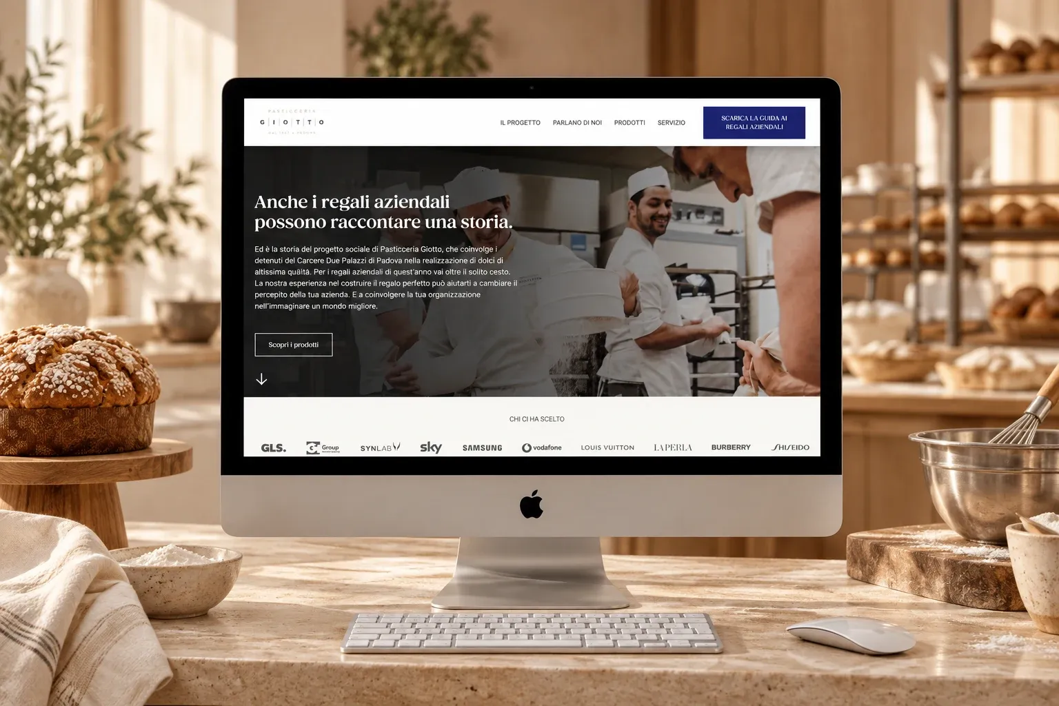 Pasticceria Giotto website home page on an iMac