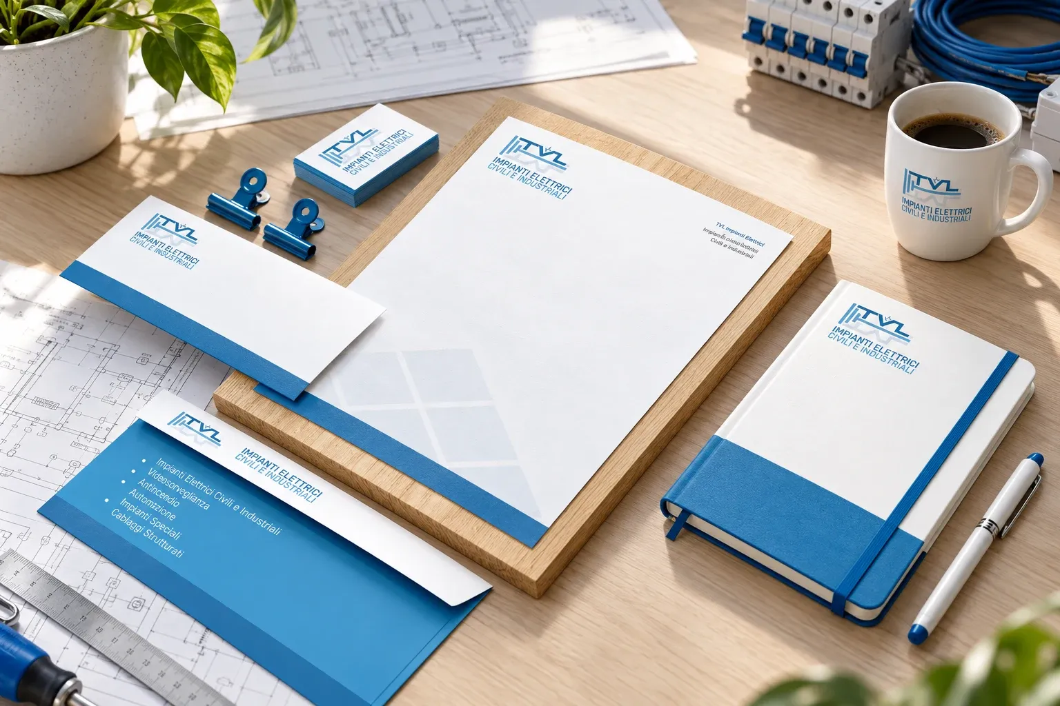 Close-up of printed materials with the TVL logo and colours