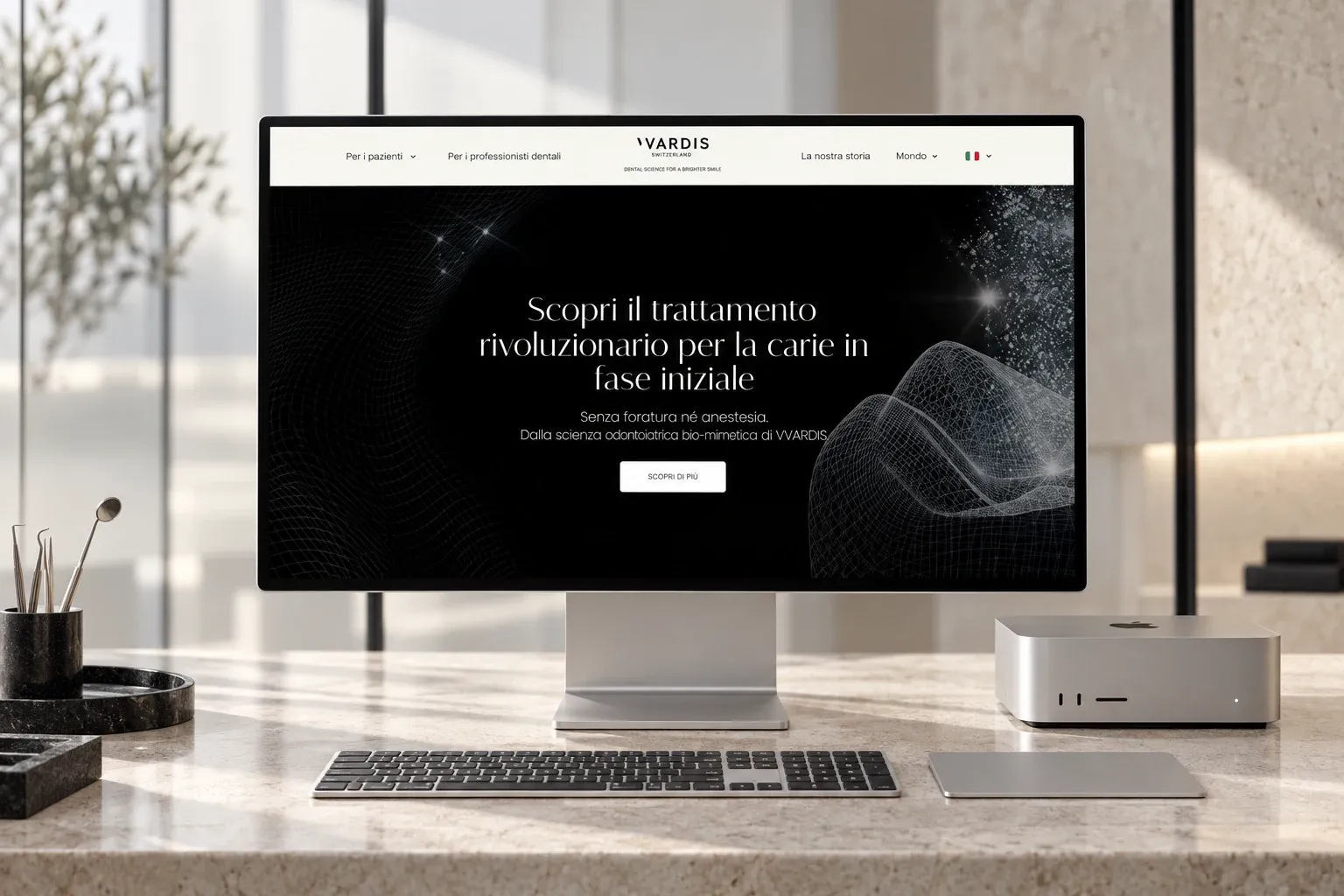 vVardis website home page on a Pro Display XDR connected to a Mac